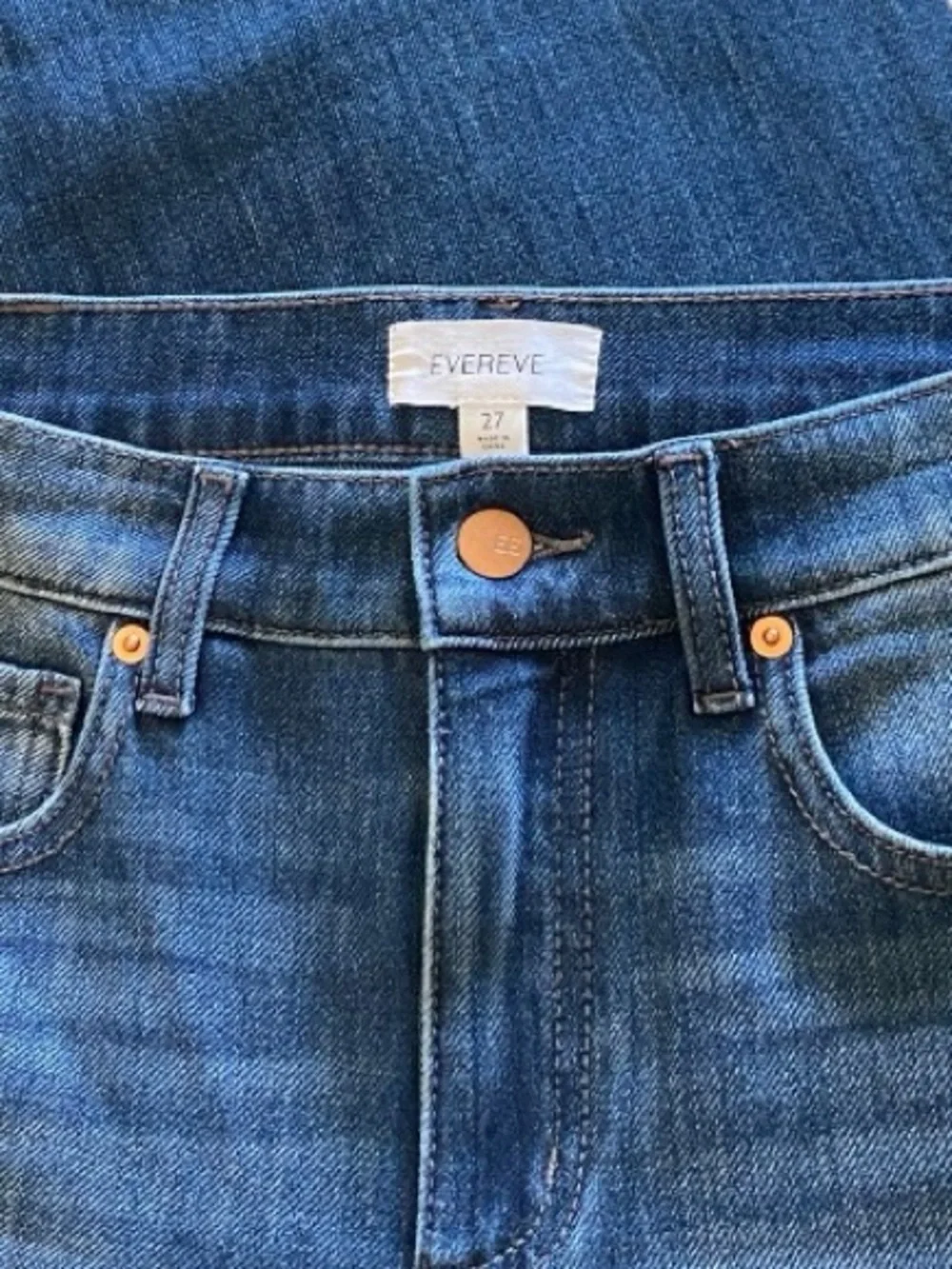 EVEREVE Jeans Wide Leg High Waist Flare Stretch Denim Medium Blue Size 27 X 33L